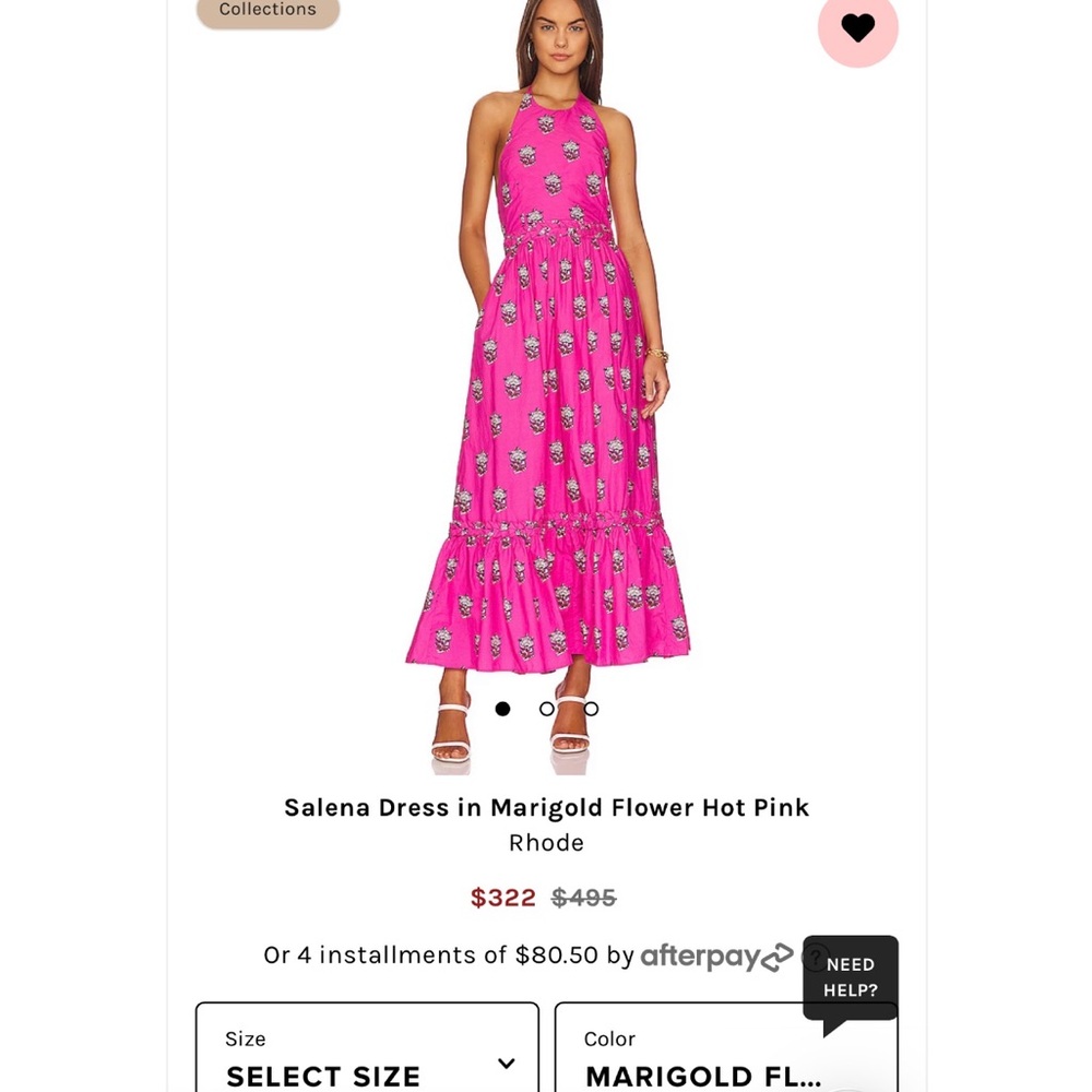RHODE Salena Maxi Dress in Hot Pink Marigold Floral
